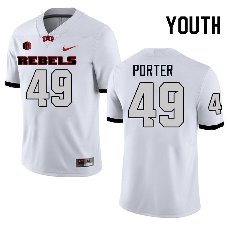 Youth #49 Andre Porter UNLV Rebels College Football Jerseys Stitched-White